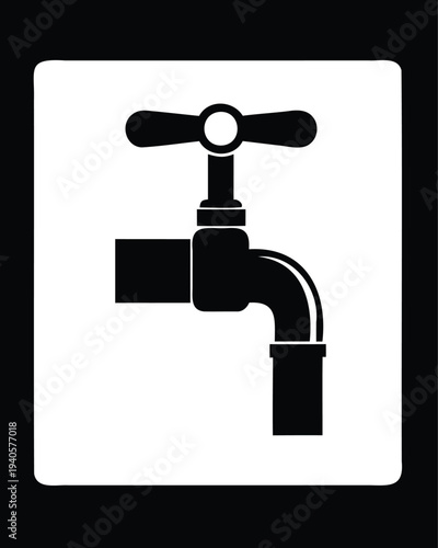 Water faucet icon vector illustration, dripping tap plumbing symbol
