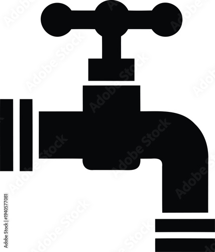 Water faucet icon vector illustration, dripping tap plumbing symbol

