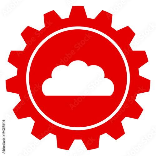 Einstellungen für Cloud Computing und Speicher Rotes Zahnrad Icon Vektor mit Wolke auf transparent Hintergrund PNG