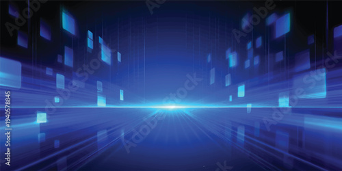 Abstract blue digital background featuring futuristic lines and light motion for a modern technology network design illustration