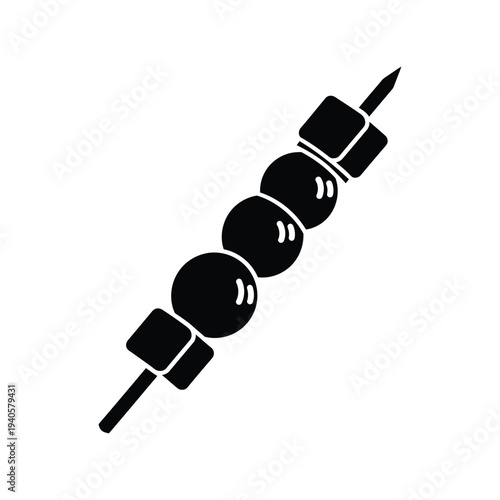 Grilled Skewer Food Silhoutte Vector Icon for Barbecue and Restaurant Design