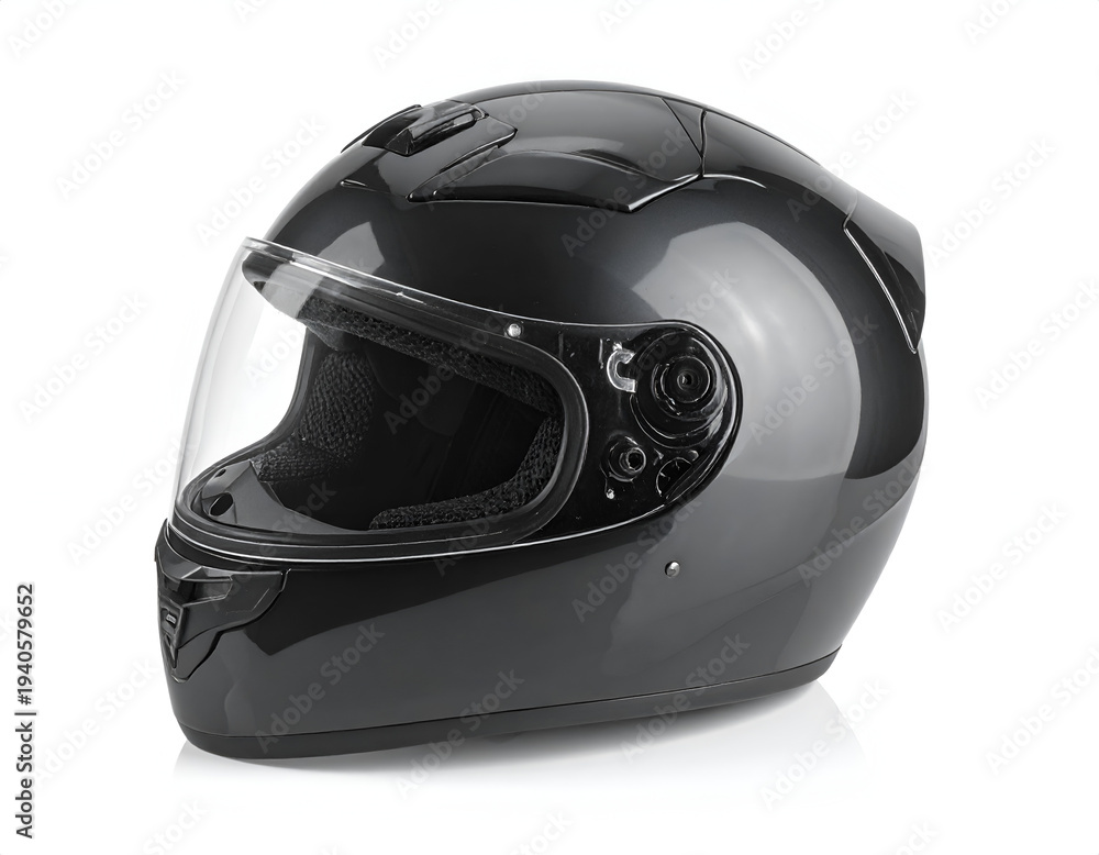 Fototapeta premium Shiny black full-face headgear for protection