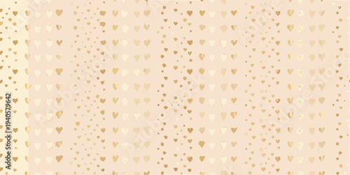 Soft pink and yellow background with scattered golden heart shapes