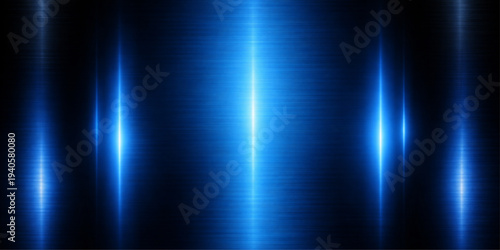 Abstract radiant, glowing lines converge in a dynamic display of light and energy, the cool blue hues and sleek, metallic texture offering a sense of depth and modernism.