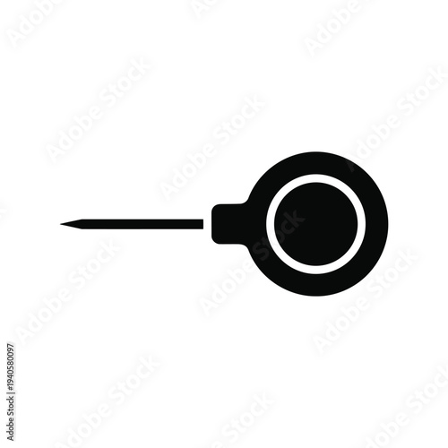 Sewing Needle Threader Silhoutte Vector Icon Isolated on White Background