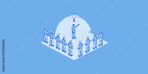 A leader presents a bright idea to a group of attentive colleagues