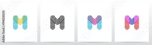 Horizontal Vertical Diagonal Lines Letter Initial Logo Design M