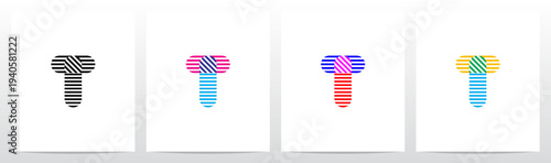Horizontal Vertical Diagonal Lines Letter Initial Logo Design T