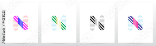 Horizontal Vertical Diagonal Lines Letter Initial Logo Design N