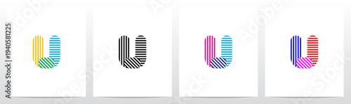 Horizontal Vertical Diagonal Lines Letter Initial Logo Design U