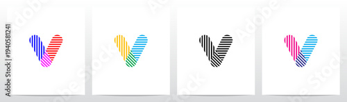 Horizontal Vertical Diagonal Lines Letter Initial Logo Design V