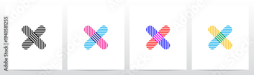 Horizontal Vertical Diagonal Lines Letter Initial Logo Design X