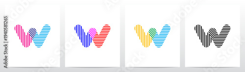 Horizontal Vertical Diagonal Lines Letter Initial Logo Design W