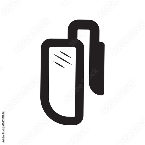 bus rear view mirror left side isolated icon on white background, auto ser