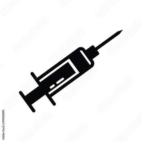 Medical syringe silhouette vector icon for healthcare, vaccination, and injection design