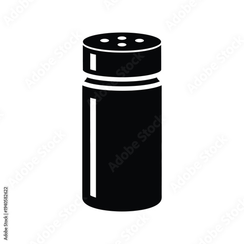 Salt shaker silhouette vector icon isolated on white background for kitchen and restaurant design