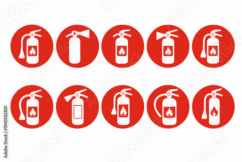 Fire Extinguisher Icons Set