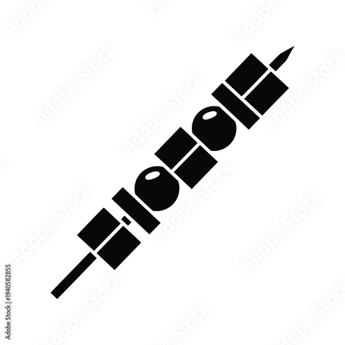 Kebab skewer vector silhouette icon for barbecue menu, grill party, and food design