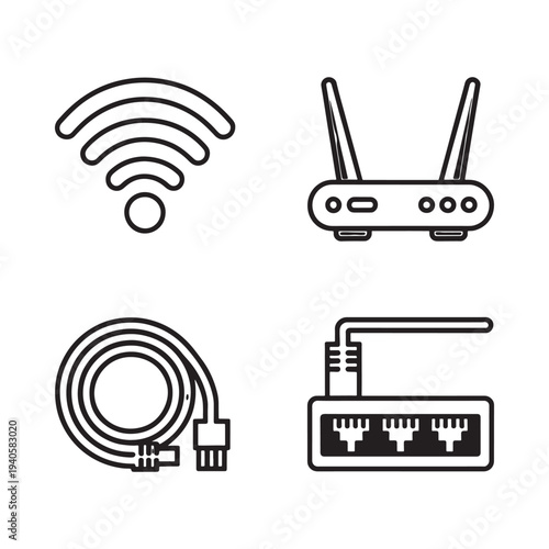Network devices wifi signal router cable and network interface