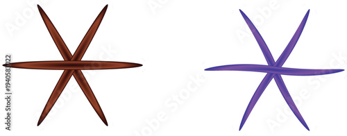 There are two distinct six-pointed stars described, each with its own color and visual characteristics.