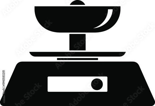 Kitchen weighing scale silhouette vector icon, digital food scale for cooking measurement, kitchen appliance equipment illustration design