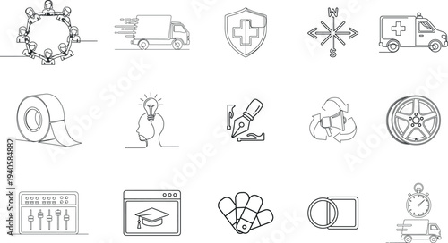 Collection of 12 blurry technical or mechanical drawings