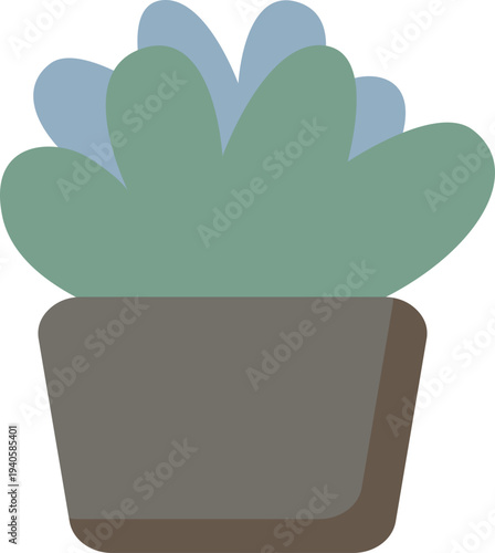 Minimalist Green Succulent Houseplant Sitting in Brown Pot for Modern Home Decoration Isolated Vector Illustration