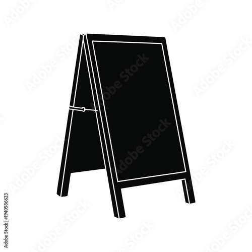 A-frame chalkboard sign vector silhouette for cafe, restaurant, or shop advertising
