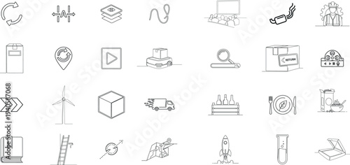 Collection of various technical and architectural sketches
