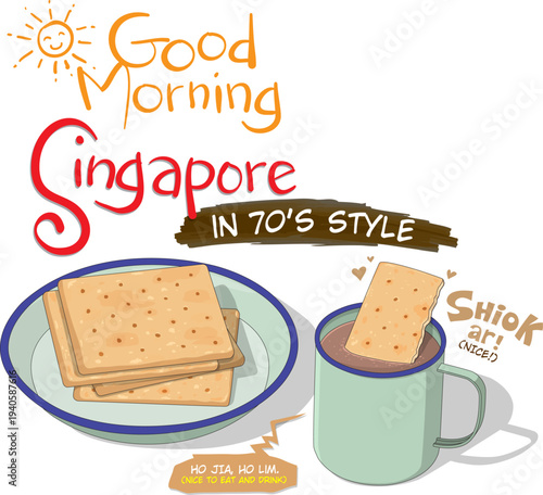 A typical Singaporean Nanyang-style breakfast for kids at home in the 70s or earlier would include chocolate-flavored malted milk with cream crackers. The crackers were dipped into the milk and eaten.