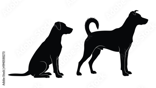 Two black dog silhouettes facing right
