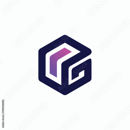 Obraz na plátně Geometric Logo Design Modern Hexagon with Letter G and R.