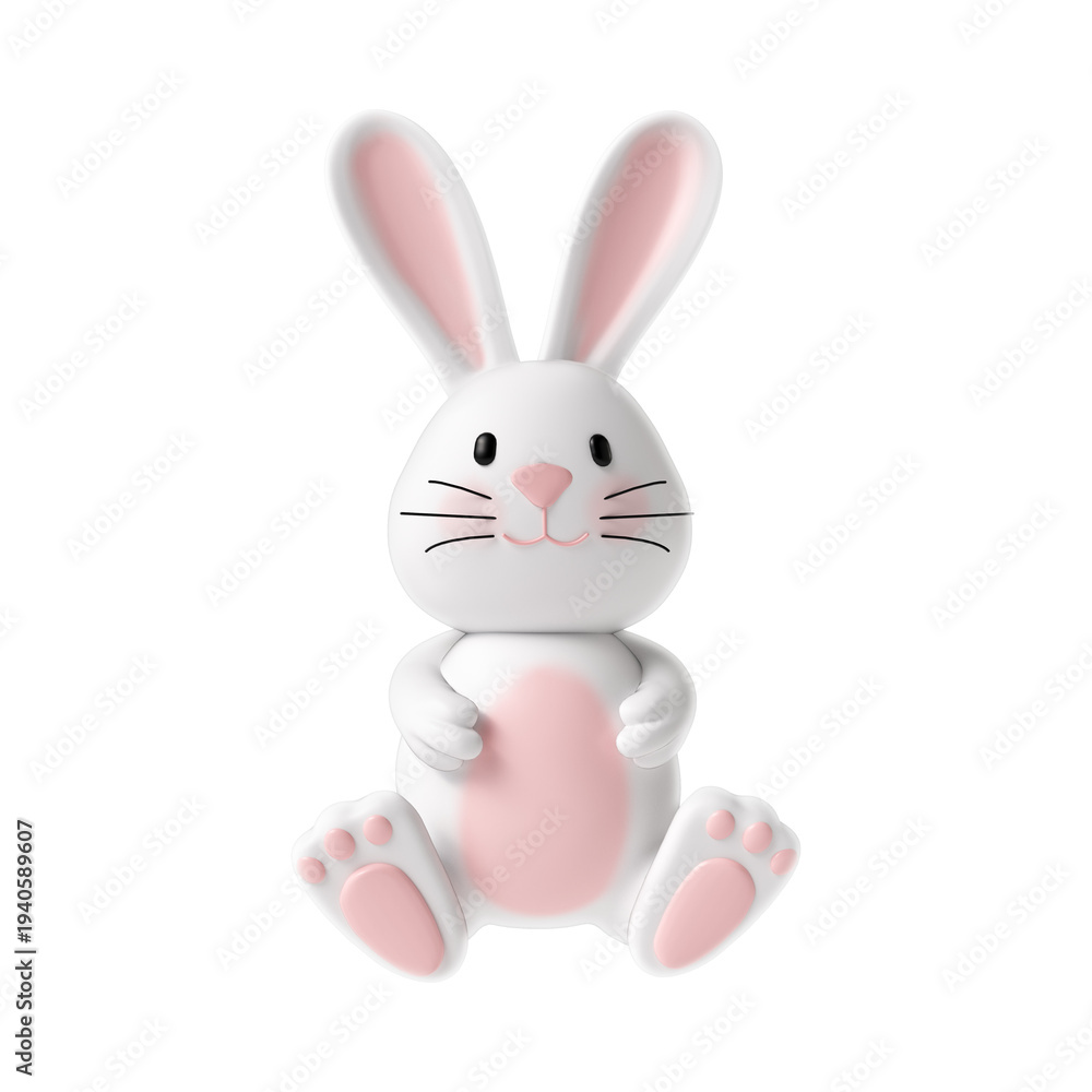Obraz premium 3D Cartoon Fun and Cute Bunny Illustration for Easter