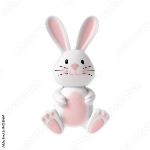 Bild auf Leinwand 3D Cartoon Fun and Cute Bunny Illustration for Easter
