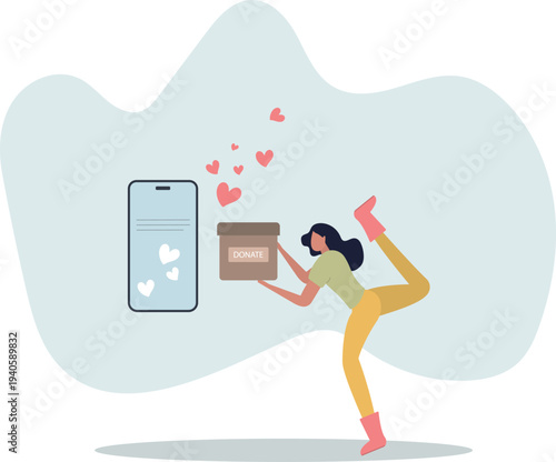 Hand holding donation box . charity concept.person's life situation and his activities.