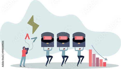 Employee recharge to boost productivity, boost energy to work or recharge after long time Coronavirus quarantine concept.person's life situation and his activities.