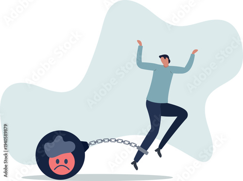 Stressed burden, anxiety or negative thinking, anger or emotional causing problem, mental health or depression, overworked or overwhelmed concept.person's life situation and his activities.