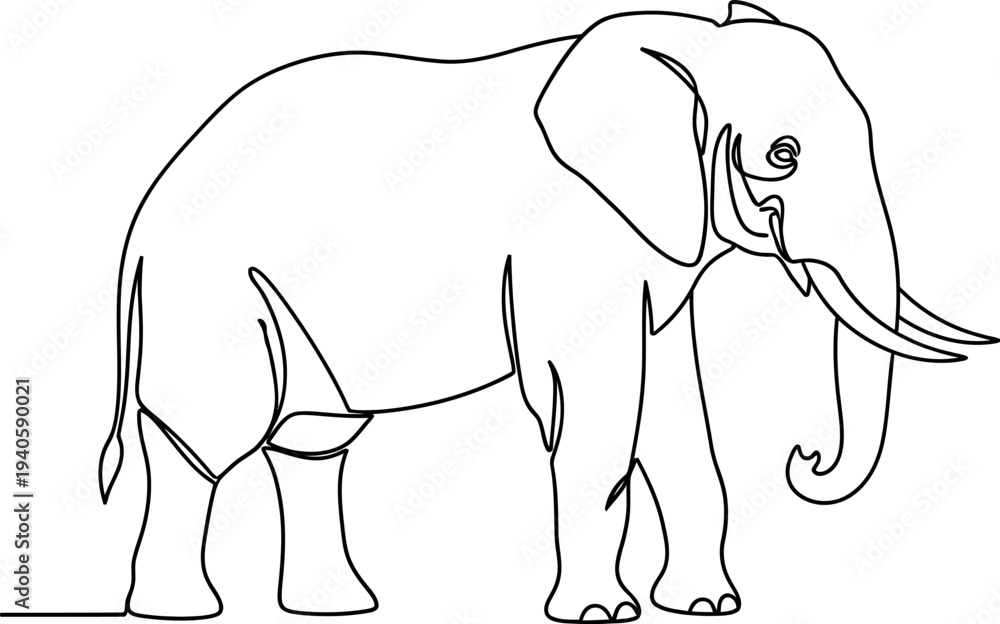 Obraz premium Minimalist single line drawing depicting a majestic African elephant