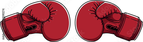 Illustration of two bright red boxing gloves ready for a competitive fight