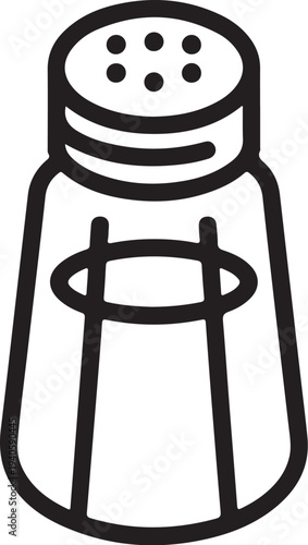 Salt Shaker Simple Line Art Monochrome Minimalist Kitchen Utensil Icon for Culinary Use