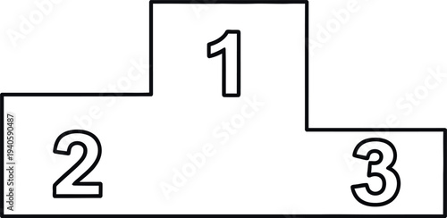 Minimalist winner's podium icon representing achievement, competition, and ranking in a simple style.