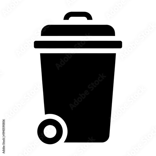 Trash can icon silhouette for waste management and sanitation minimalist black graphic