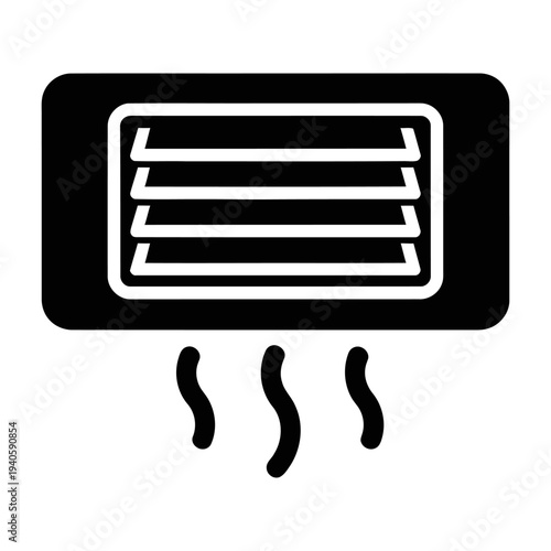 Air conditioner icon blowing cool air for home climate control minimalist black vector symbol