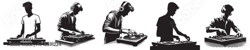 man playing disc jockey style silhouette