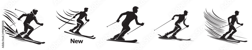 Fototapeta premium vector young man skiing style silhouette