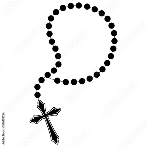 Rosary beads silhouette vector icon,minimalist,simple and modern icon,isolated on white background,can be for symbol,religion ideas
