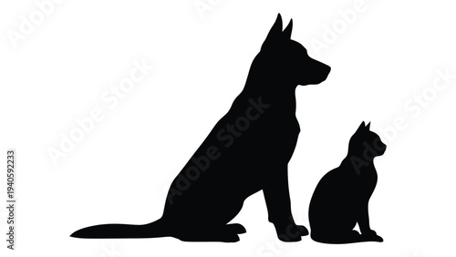 A dog and a cat sitting side by side