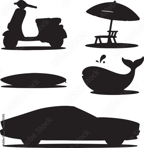 Set of 5 vehicle and transportation icons vector