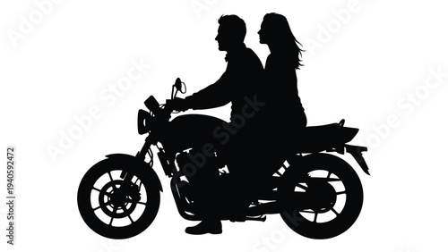 A couple riding a motorcycle
