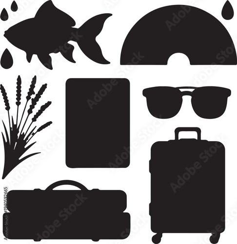Set of 7 travel icons vector